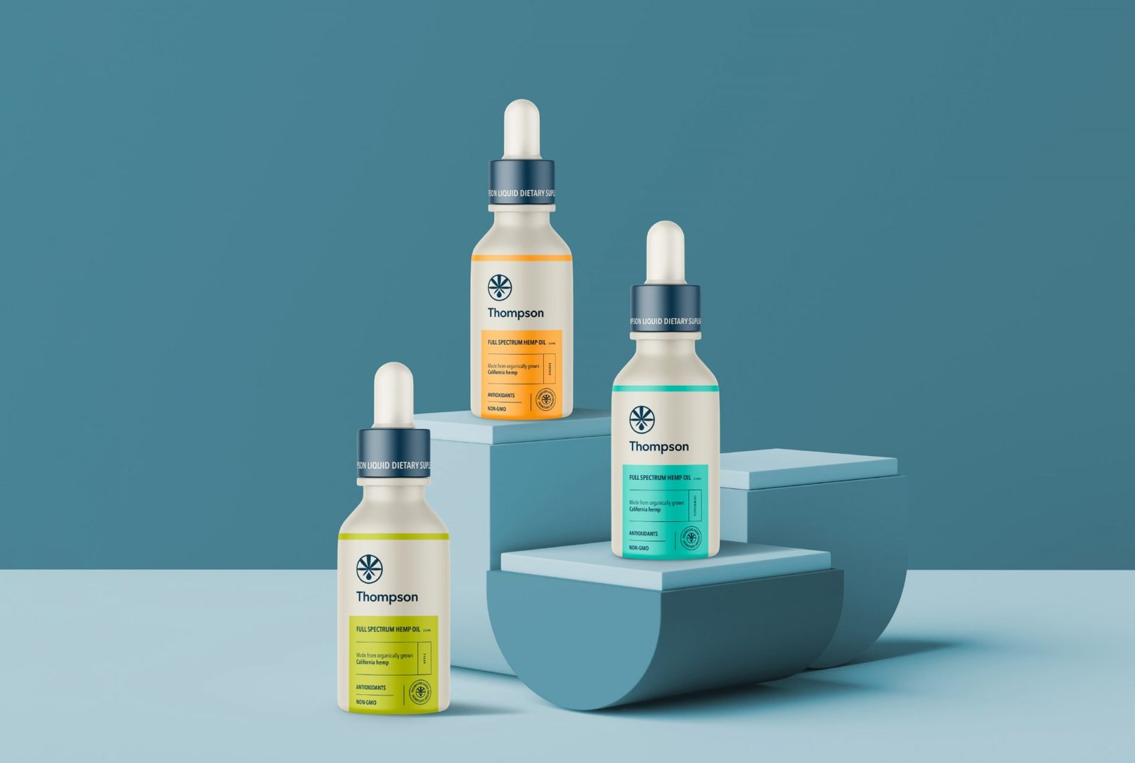 Thompson Liquid Dietary Supplement Brand Design by MarkaWorks Branding Agency - Athletic Supplement Brand Identity