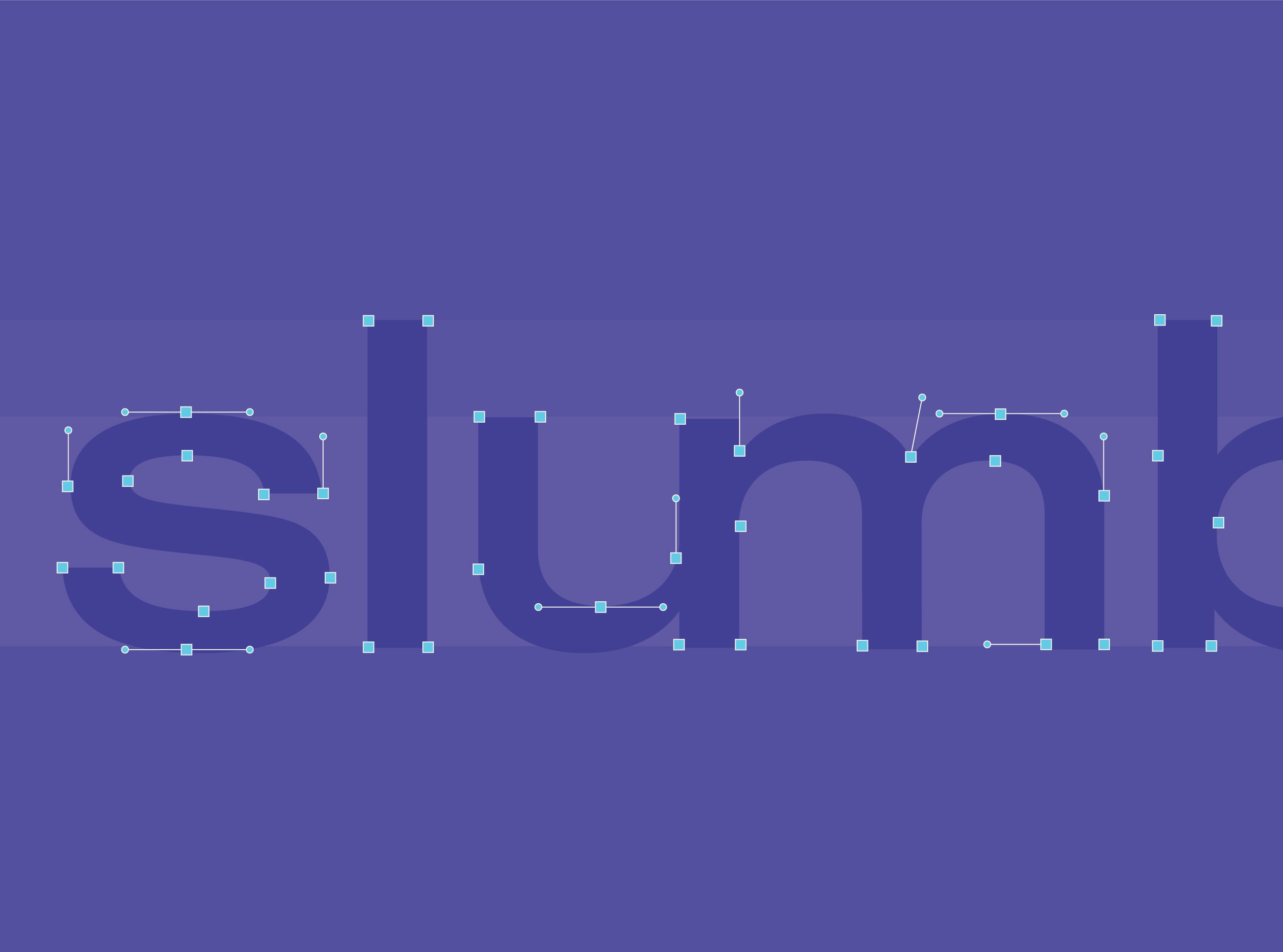 Slumber wordmark construction with bezier points on purple