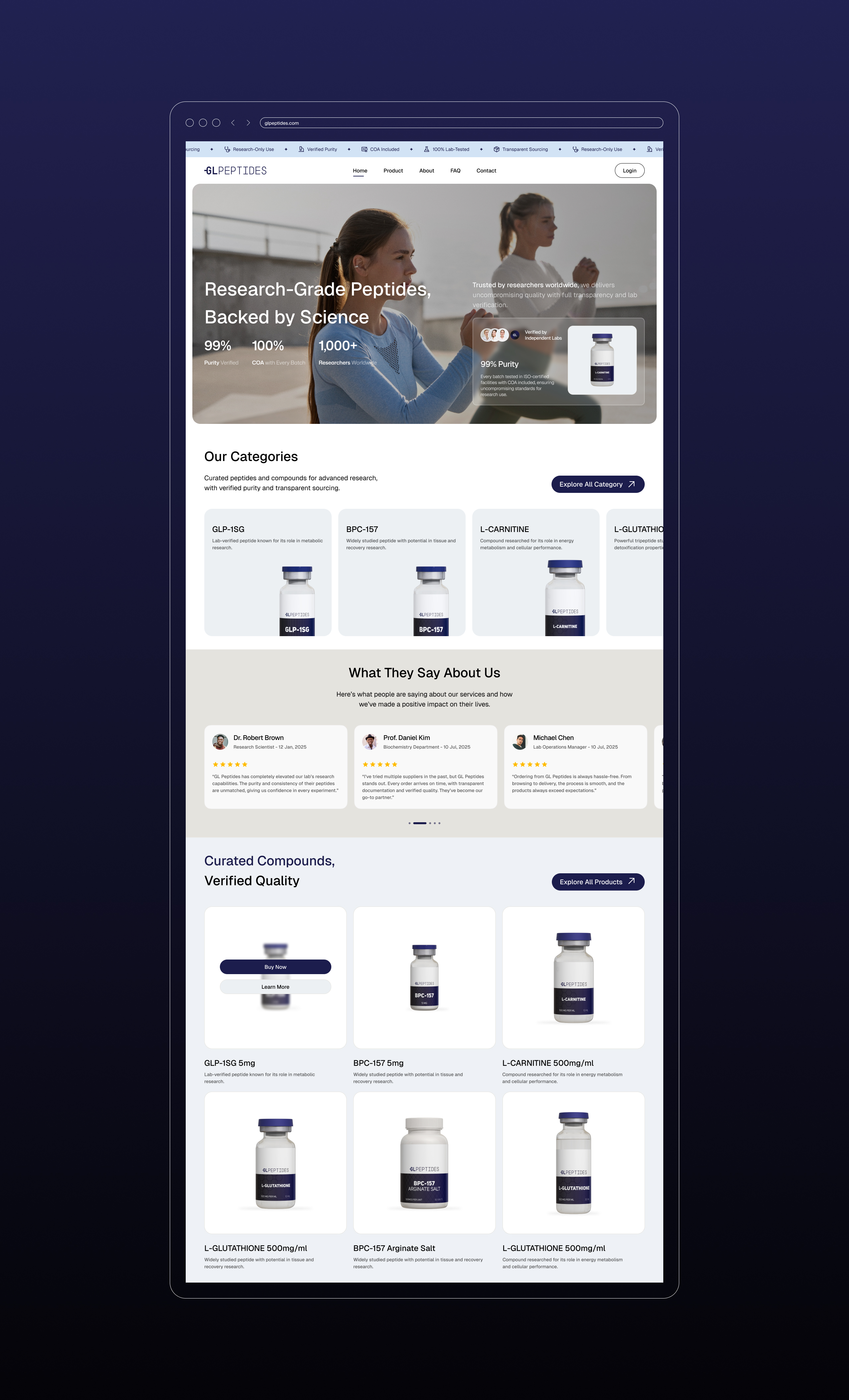 GL Peptides Web Experience