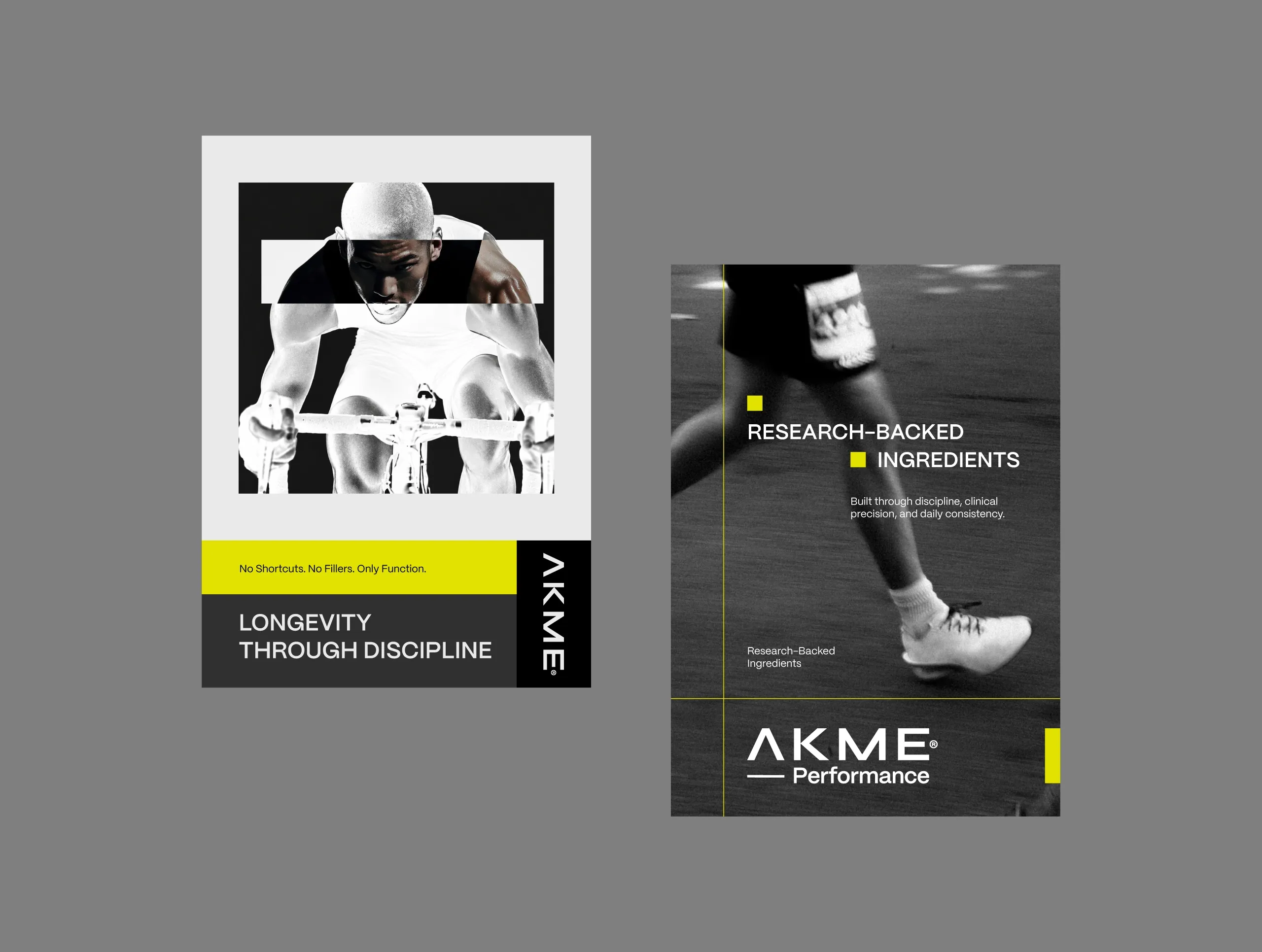 AKME Performance posters of a cyclist and a runner