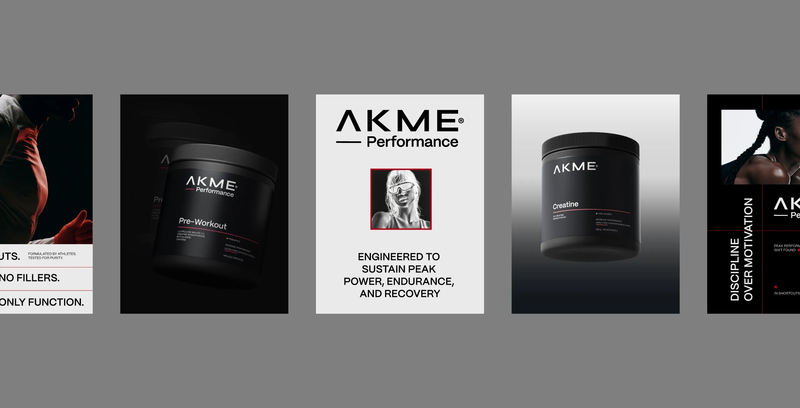 AKME Performance posters in a row