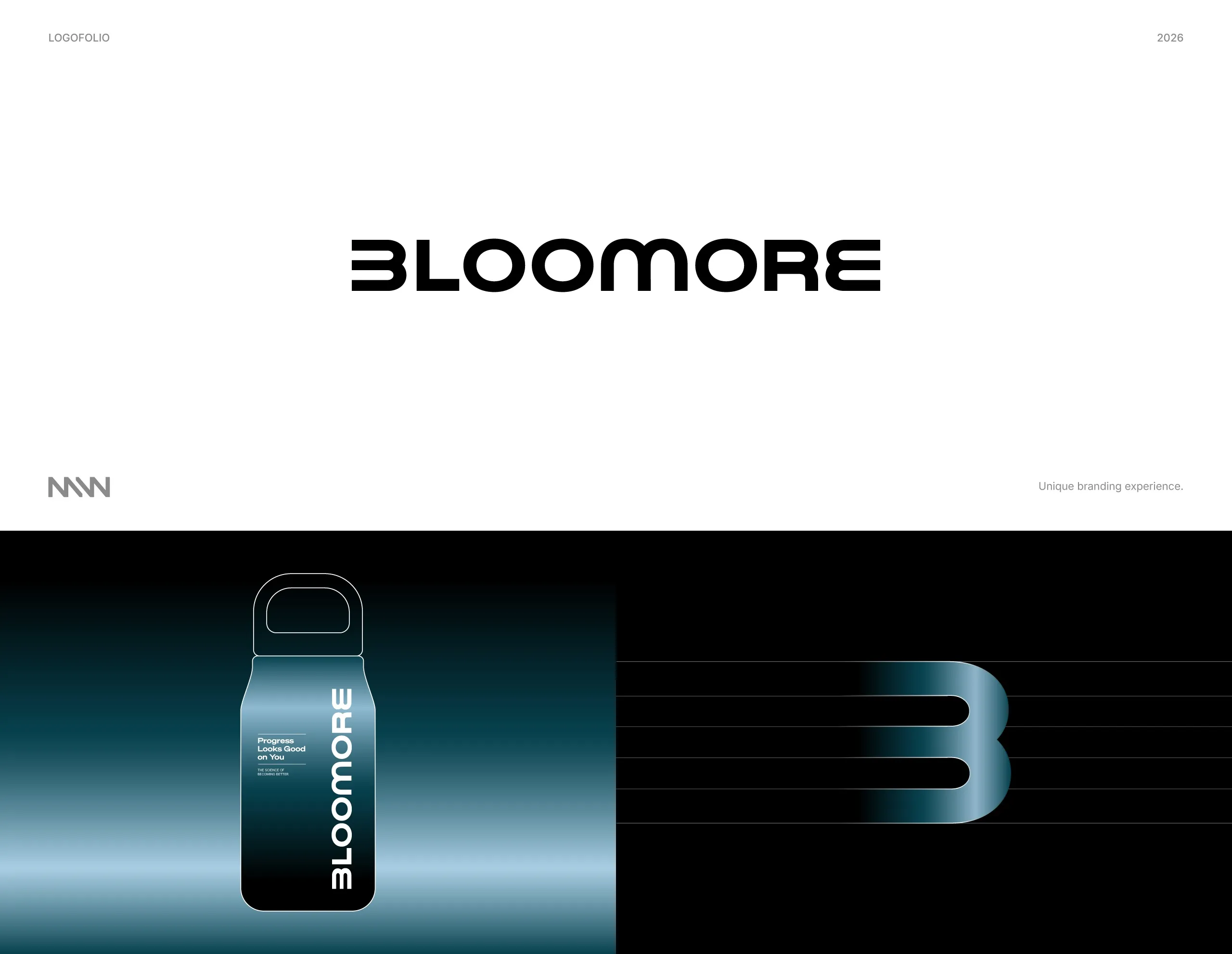 Bloomore wordmark and logo application on supplement packaging