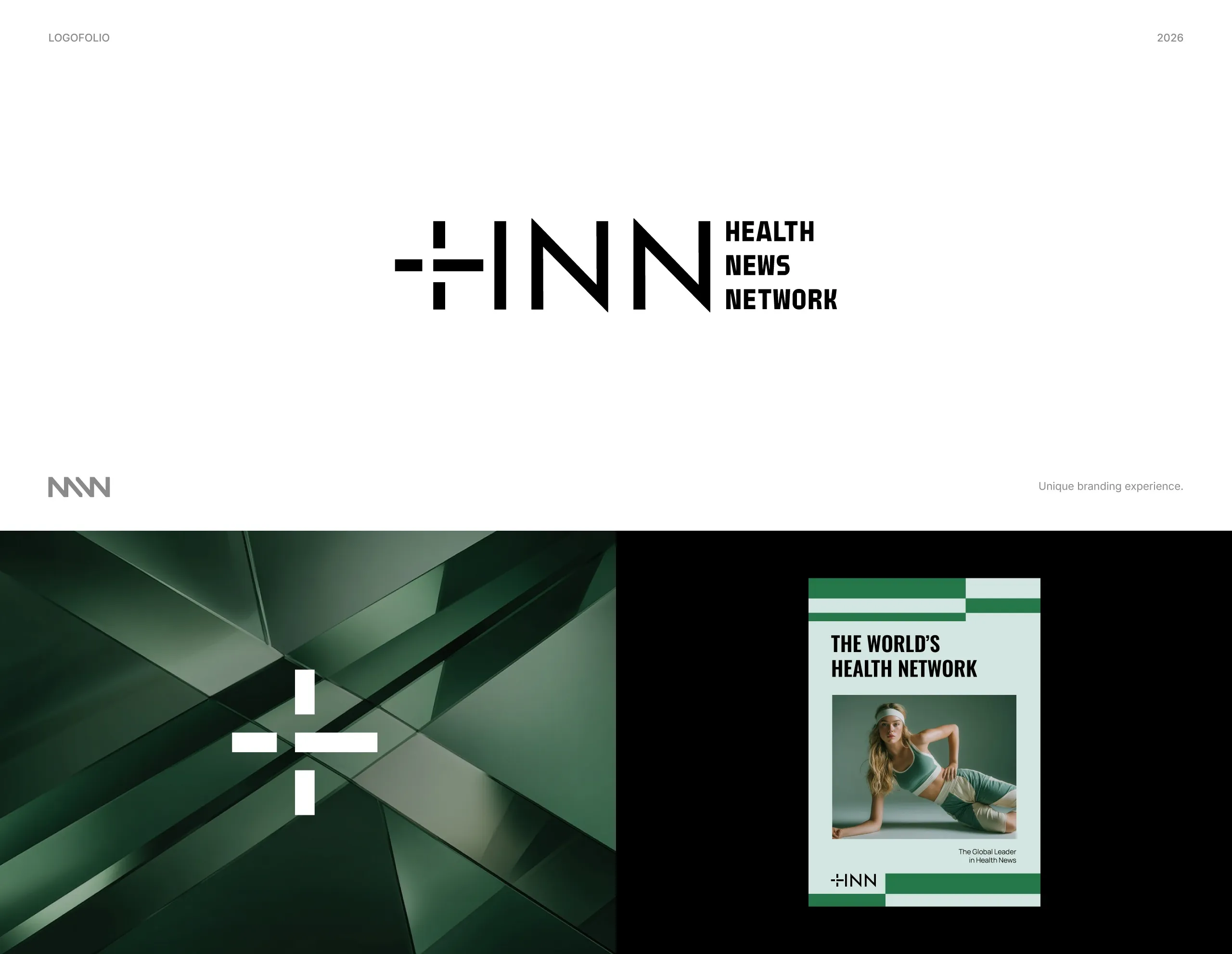 Health News Network wordmark and logo application on media layouts