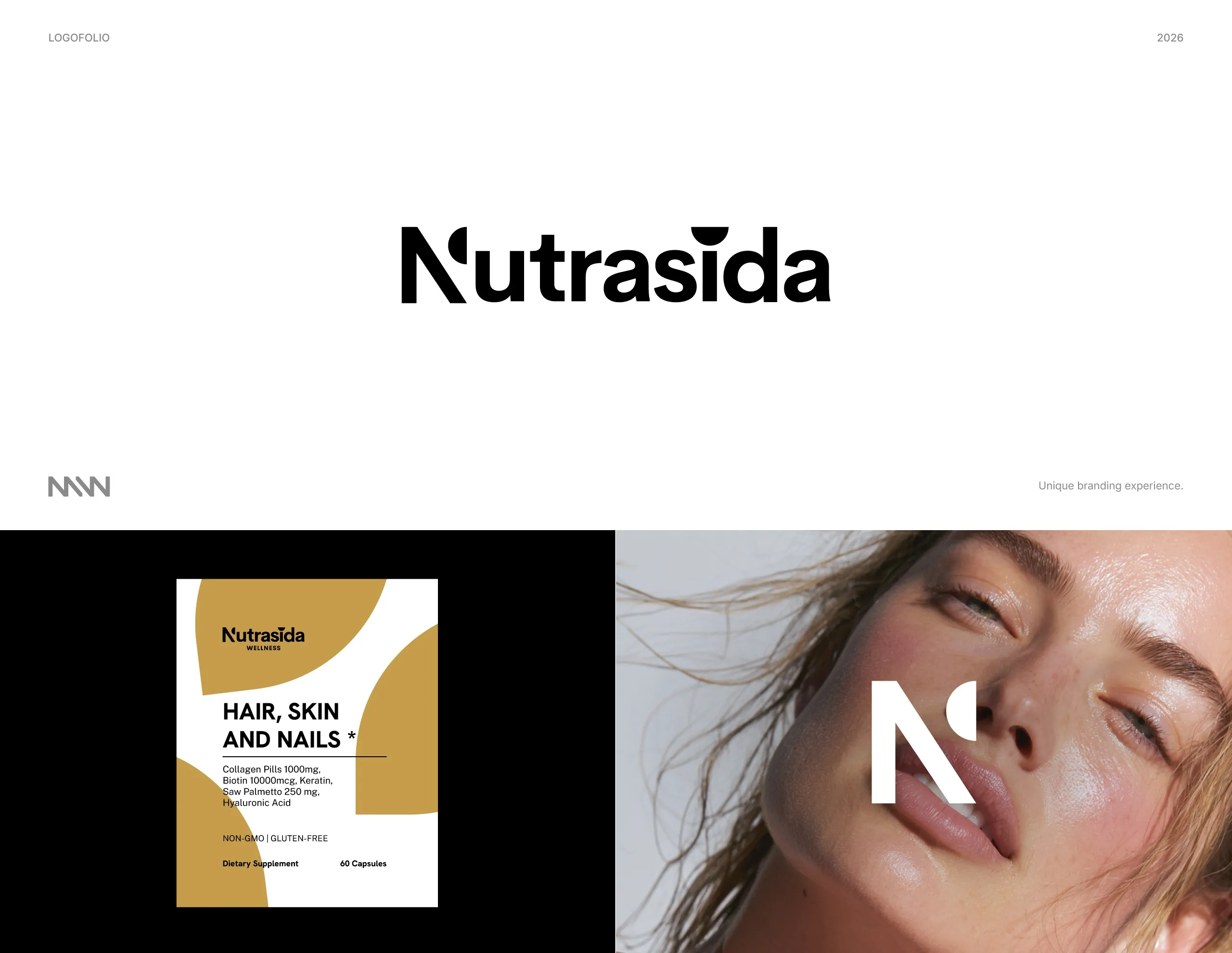 Nutrasida wordmark and logo application on supplement packaging
