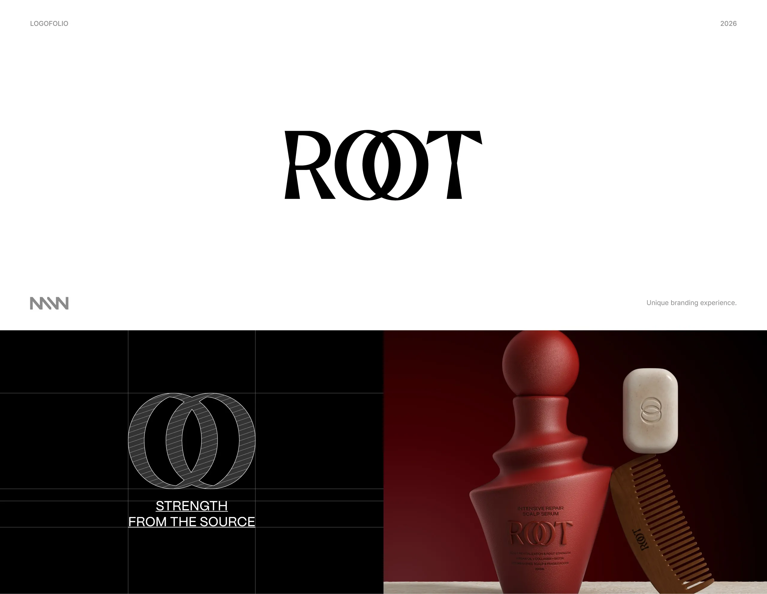 Root wordmark and logo application on product packaging