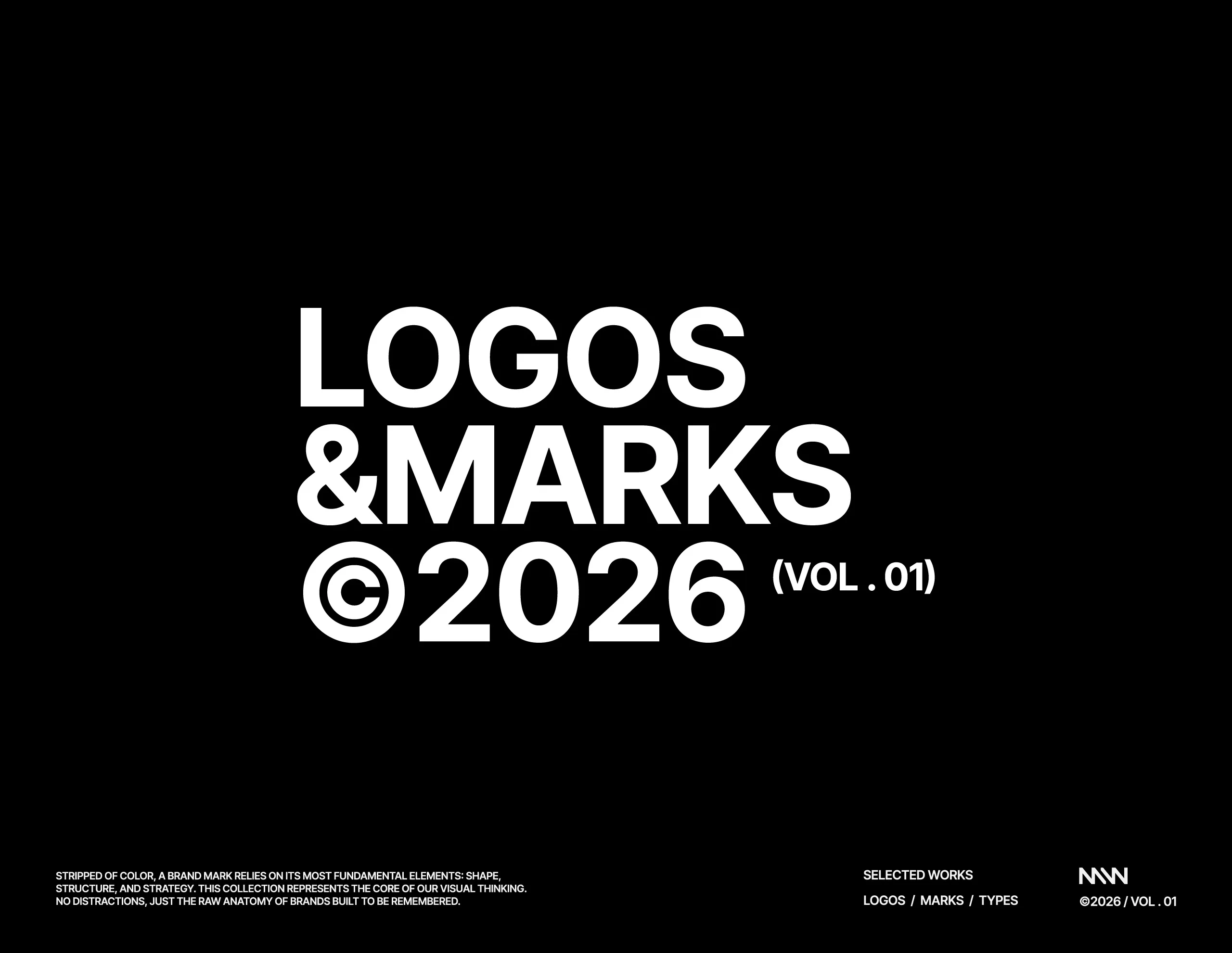 Logos & Marks 2026 inside cover introducing the selected identity systems