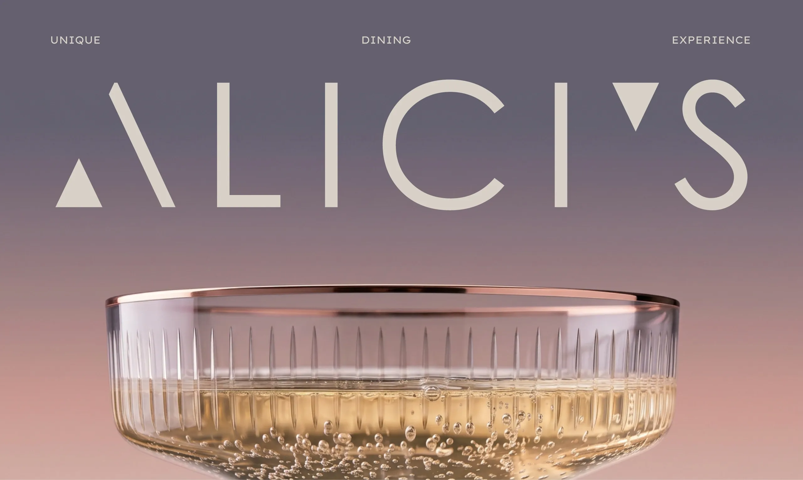 Alici's wordmark above a crystal coupe on a violet to pink gradient