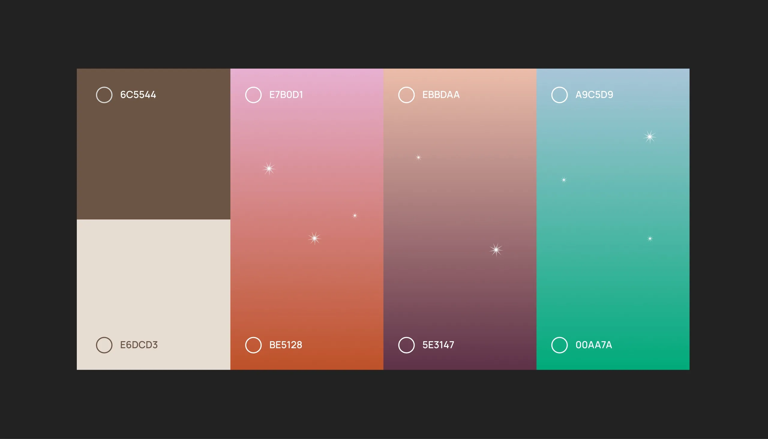 AZHA colour palette of coffee brown, sand and desert gradients