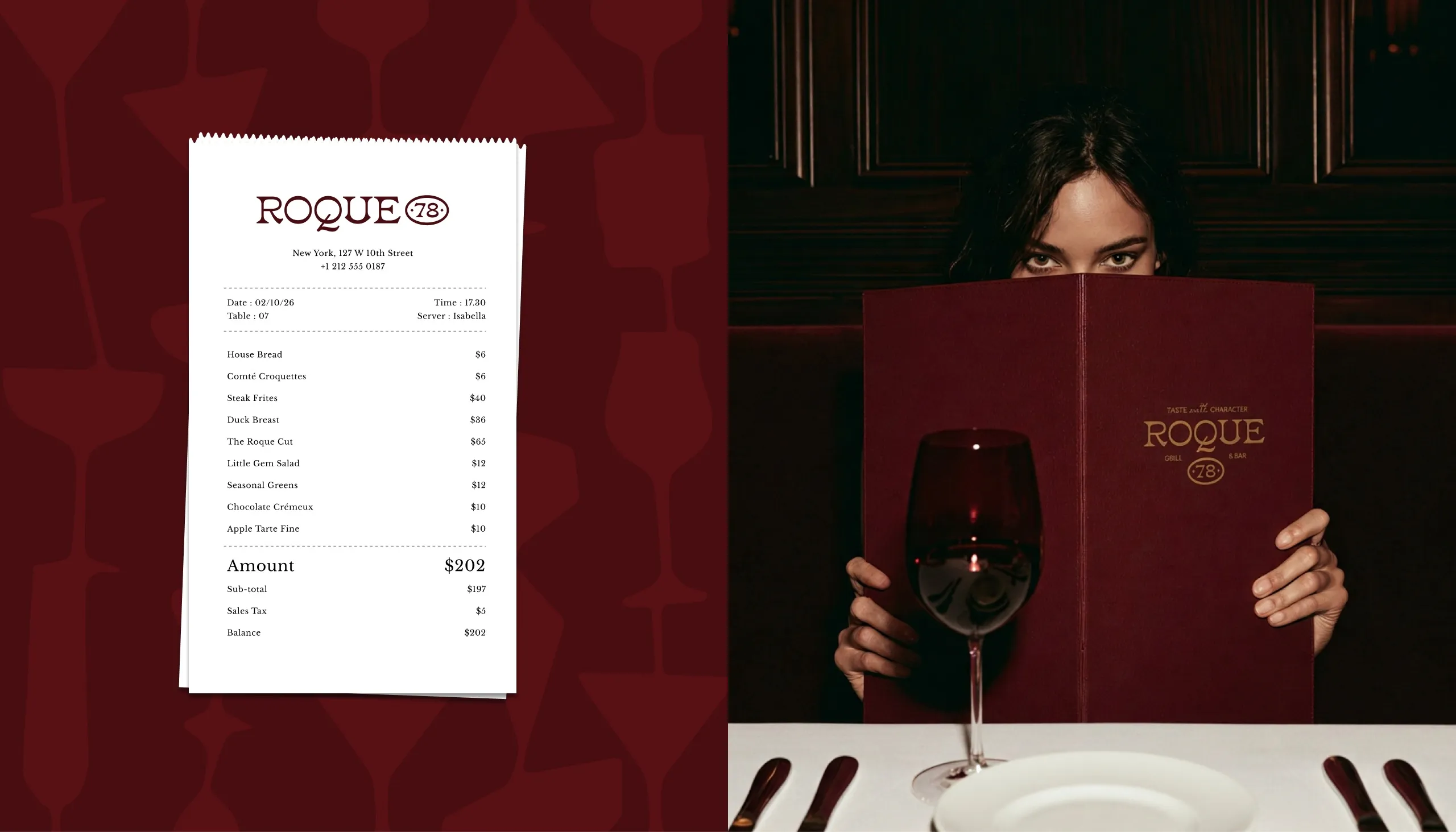 Roque 78 menu
