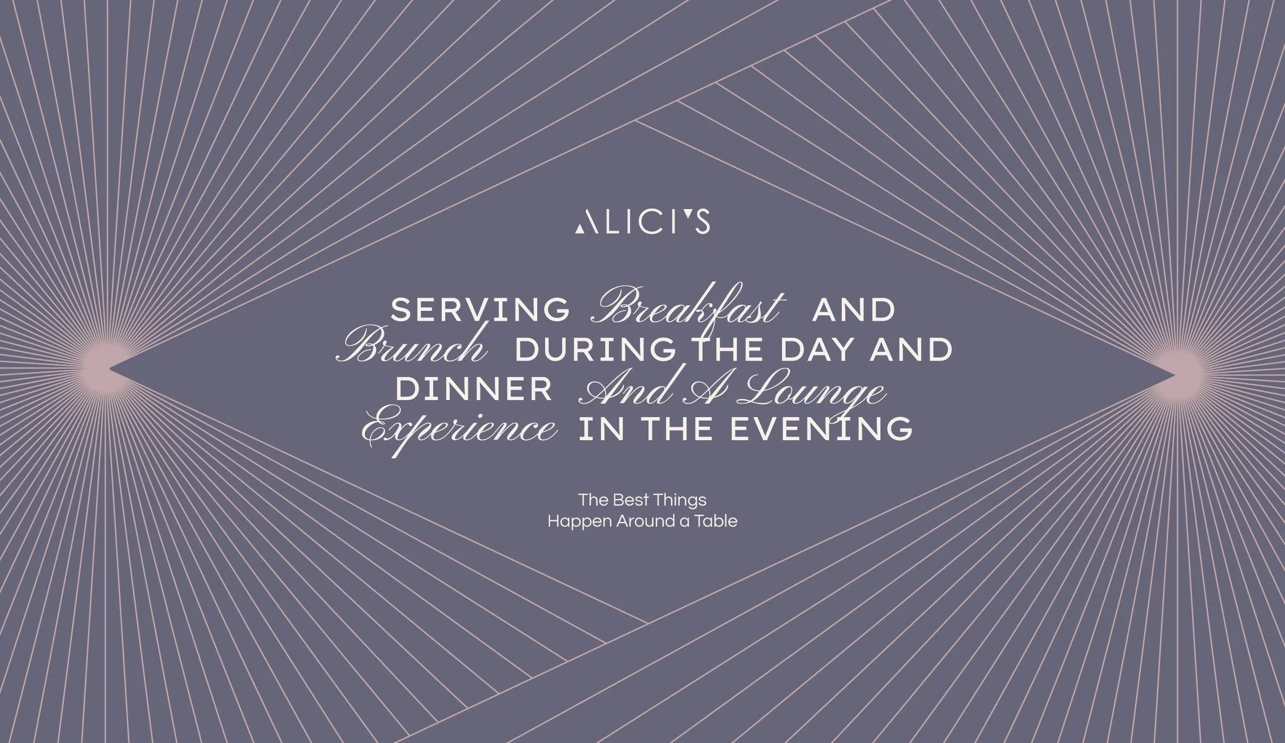 Alici's typographic poster for breakfast, brunch, dinner and a lounge experience